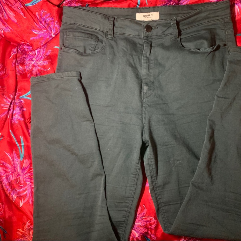 Size 29 F21 high waisted jeans In dark sea green
